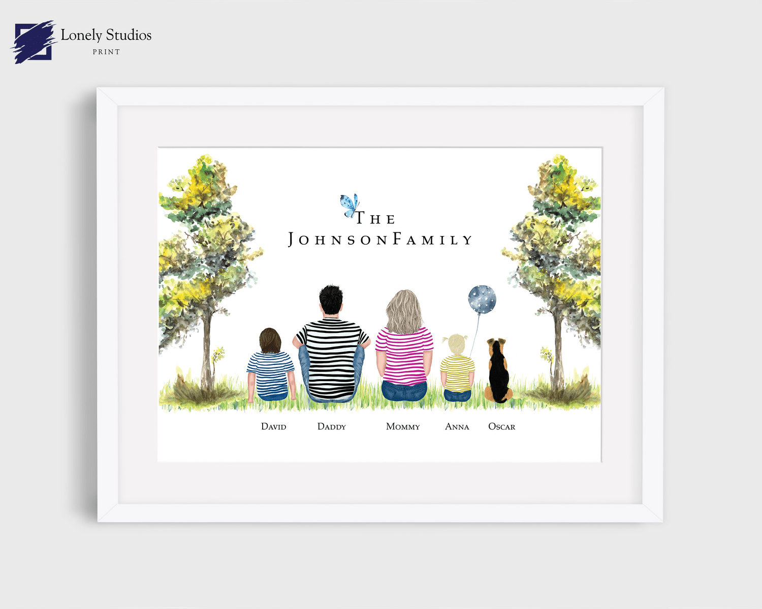 Personalised Family Print, Gift for family, family personalised print - Lonely Studios Print