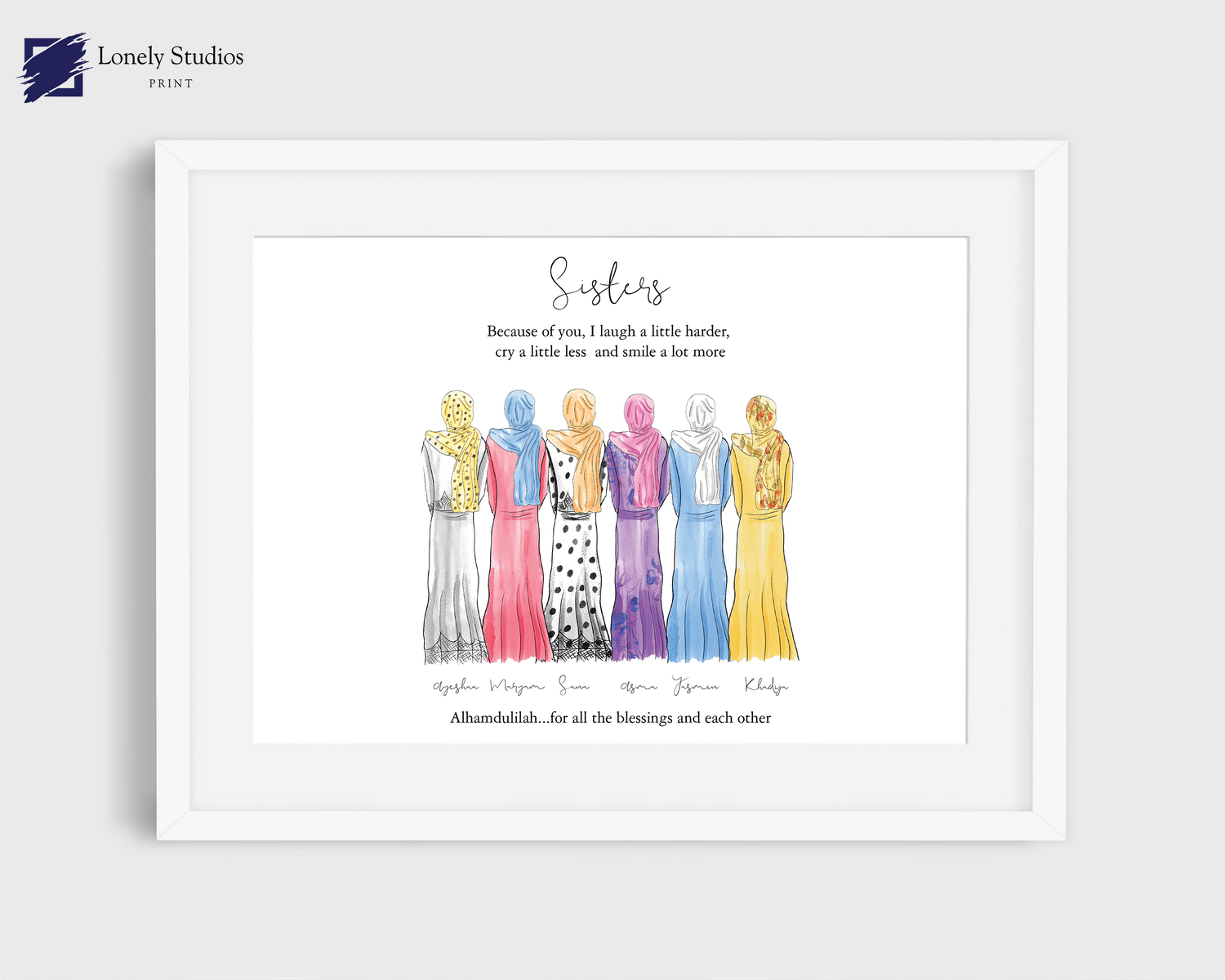 Muslim family Gift, Muslim Family print, Islamic art print, eid gift - Lonely Studios Print