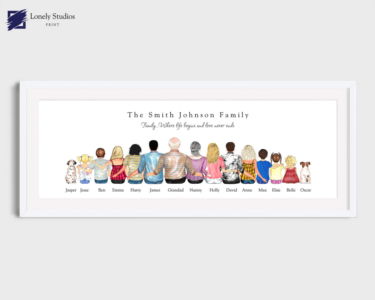 Personalised Family Print, Family tree print, family gift - Lonely Studios Print