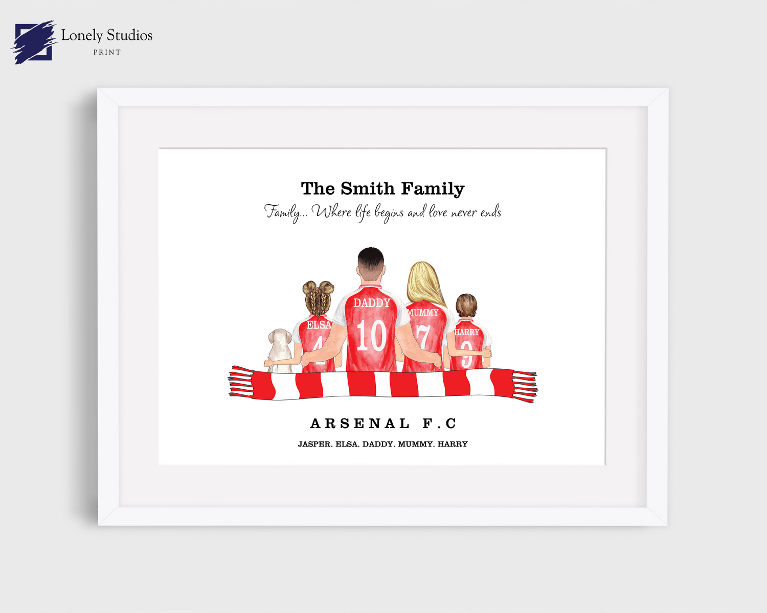 Personalised Family Print, Gift for family, family football print - Lonely Studios Print