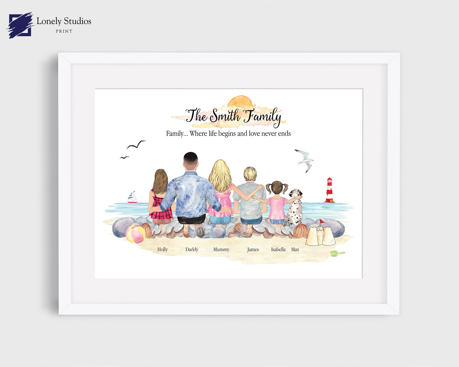 Personalised Family Print, family gift, family custom print - Lonely Studios Print