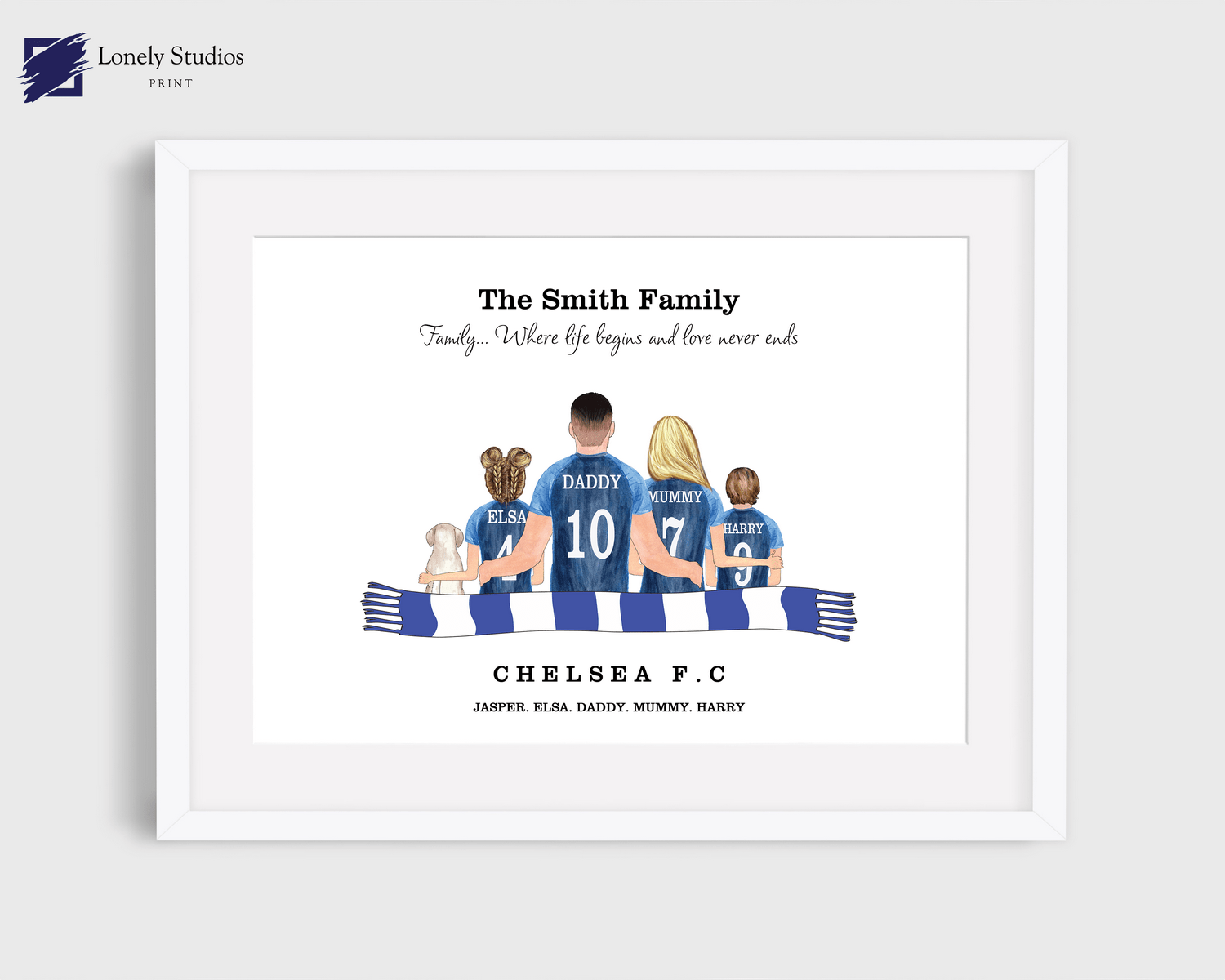 Personalised Family Print, Gift for family, family football print - Lonely Studios Print