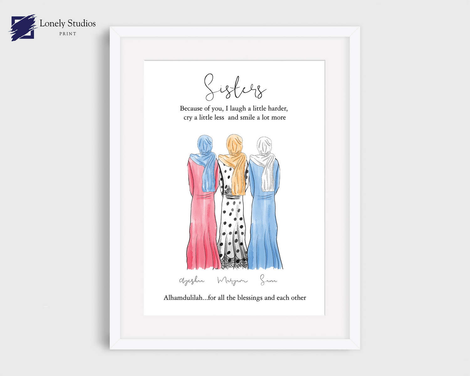 Muslim family Gift, Muslim Family print, Islamic art print, eid gift - Lonely Studios Print