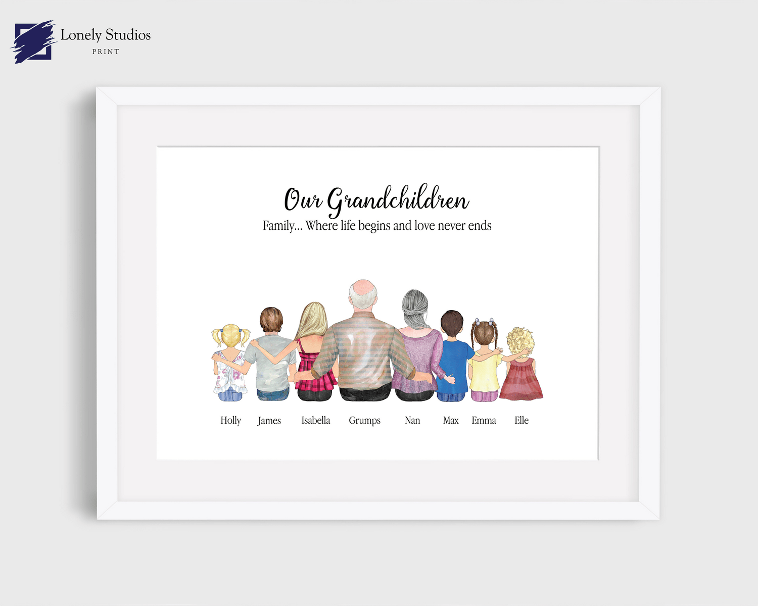 Personalised Family Print, family gift, family custom print - Lonely Studios Print