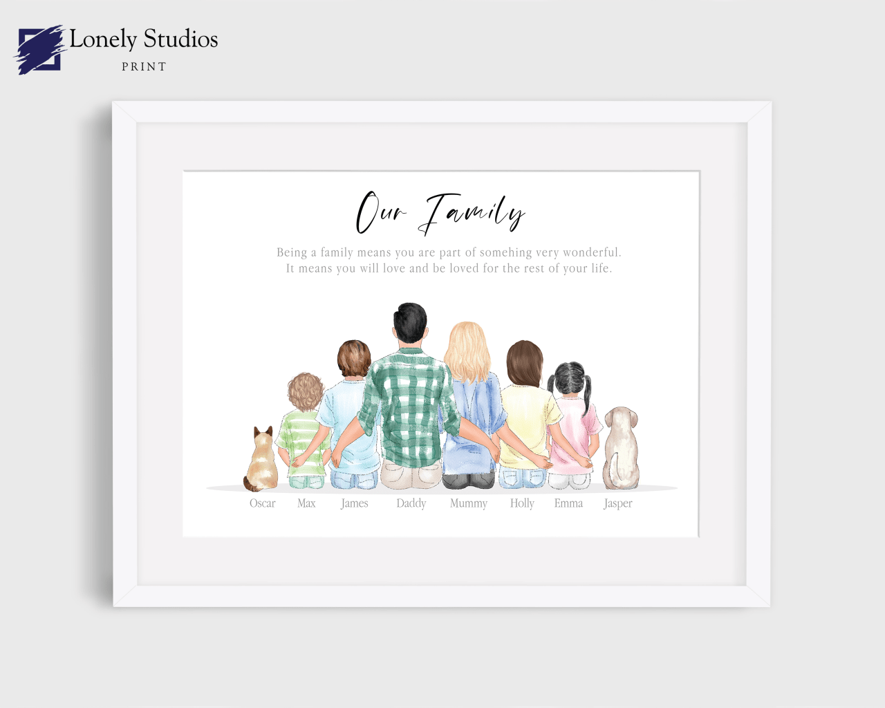 Personalised Family Print, Family gift, family custom print - Lonely Studios Print