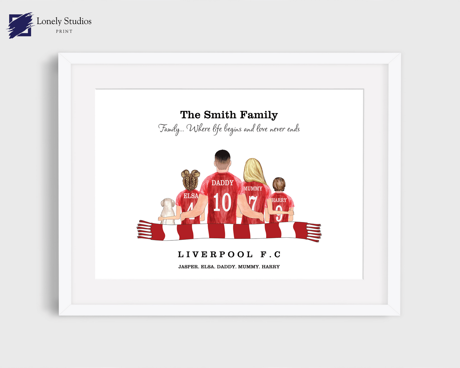 Personalised Family Print, Gift for family, family football print - Lonely Studios Print