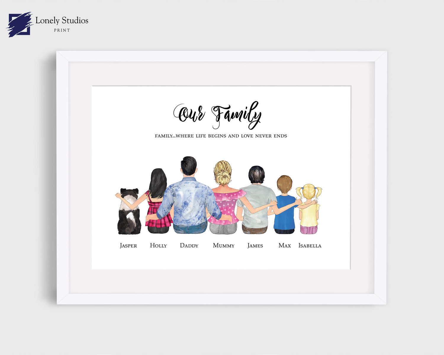 Personalised Family Print, family gift, family custom print - Lonely Studios Print