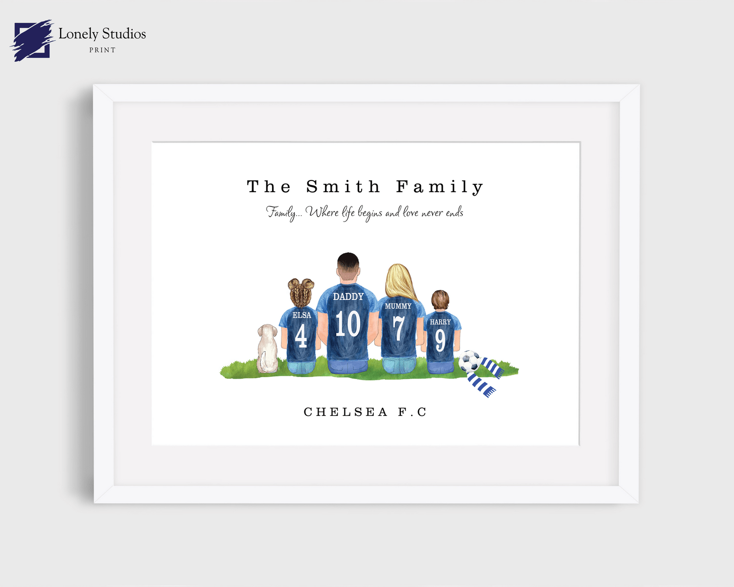 Personalised Family Print, Gift for family, family football print - Lonely Studios Print