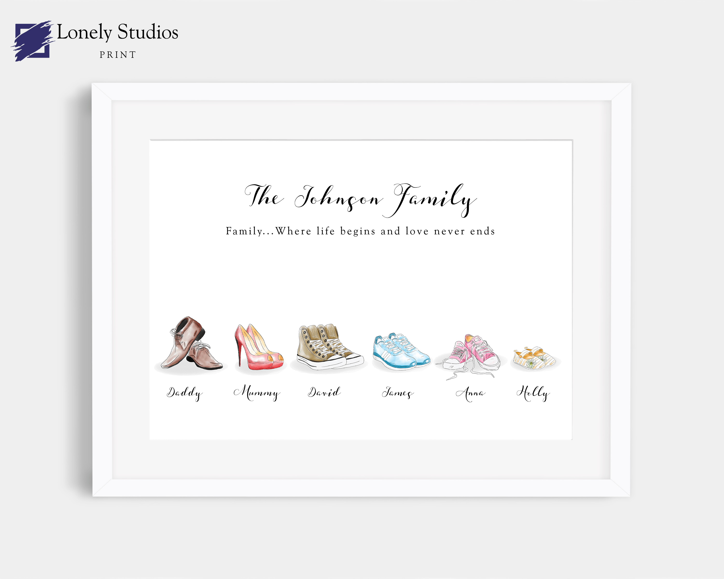 Fathers Day Gift, Gift for Dad, Gift for Mum, Grandad Gift, Grandma Gift, Grandparent Gift, house warming gift, christmas gift, personalised print, mothers day, family welly print, boot picture, new home