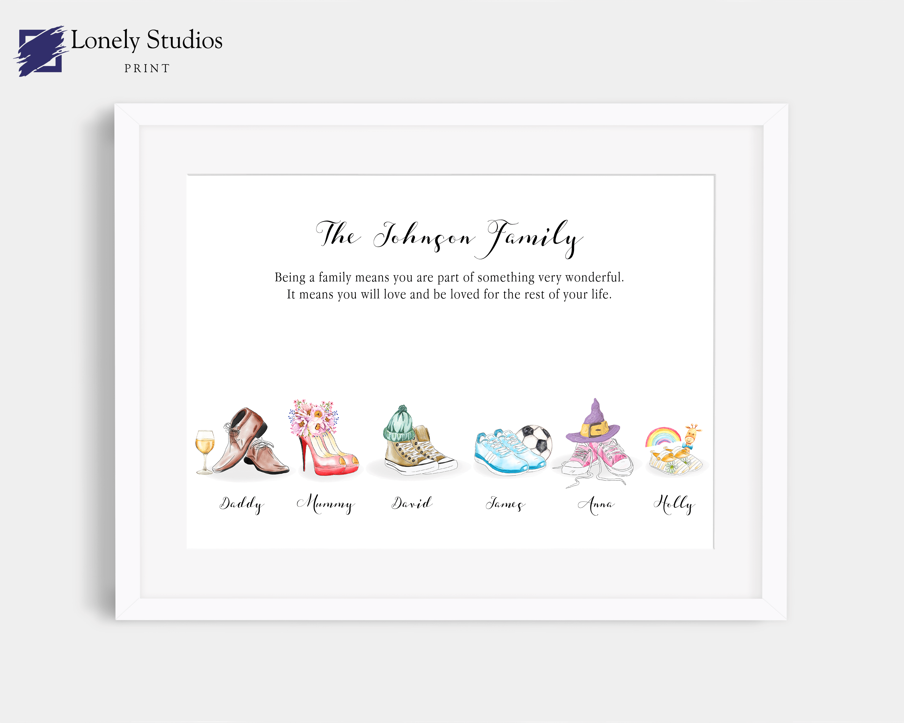 Fathers Day Gift, Gift for Dad, Gift for Mum, Grandad Gift, Grandma Gift, Grandparent Gift, house warming gift, christmas gift, personalised print, mothers day, family welly print, boot picture, new home