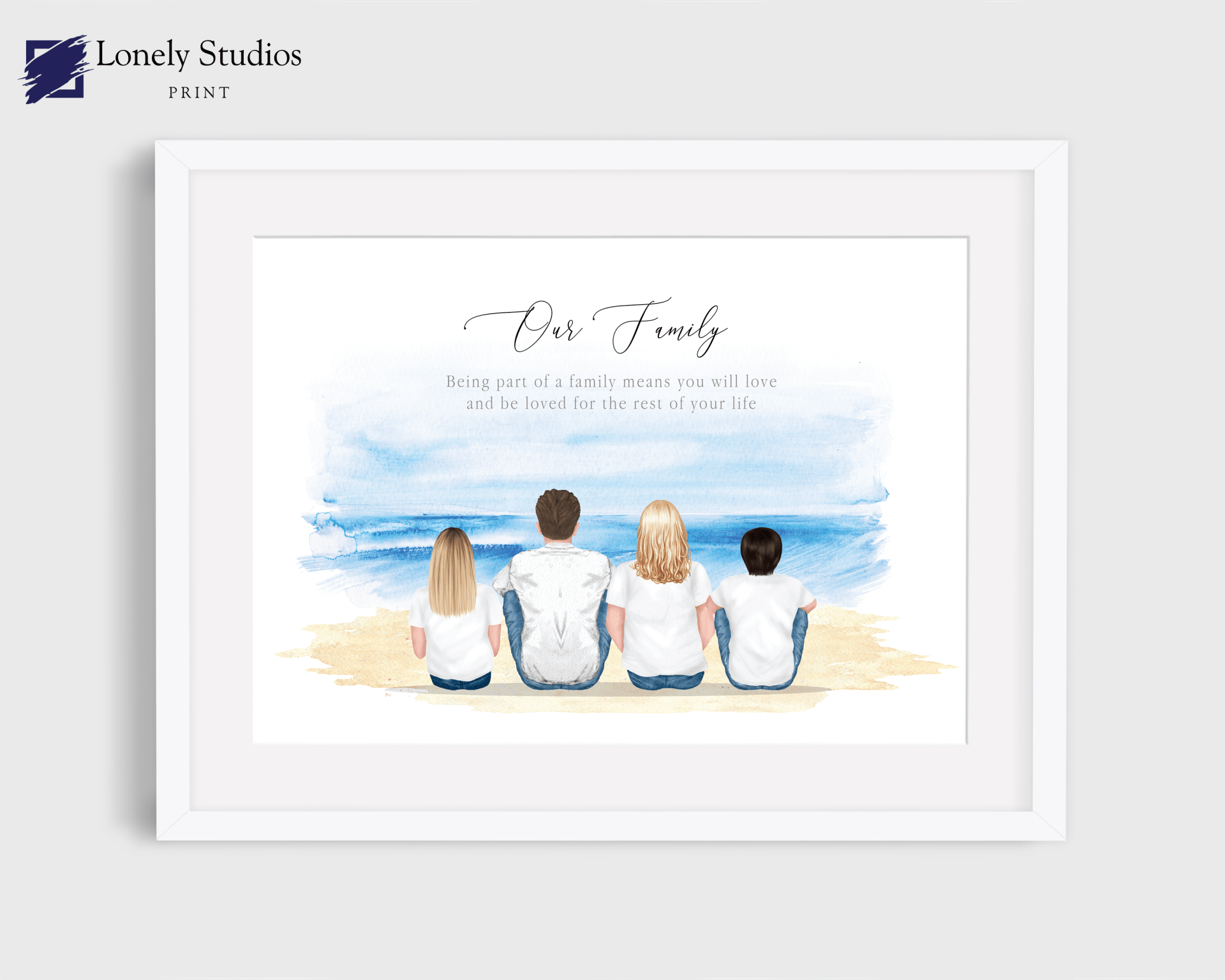 Personalised Family Print, Gift for family, family picture - Lonely Studios Print