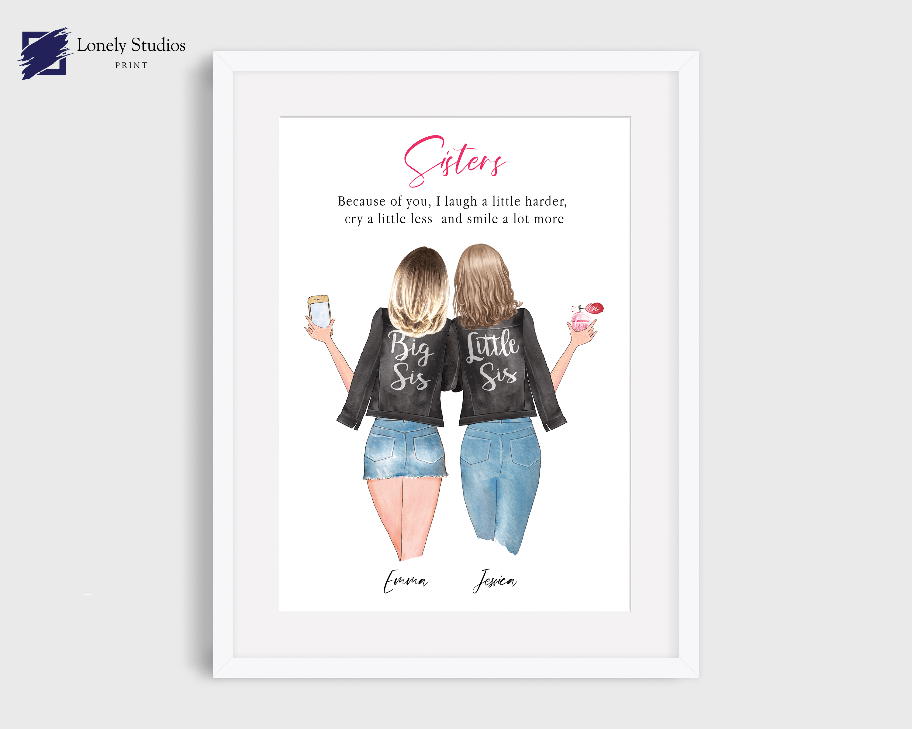 Personalised Sister print, Friendship print, best friend print - Lonely Studios Print