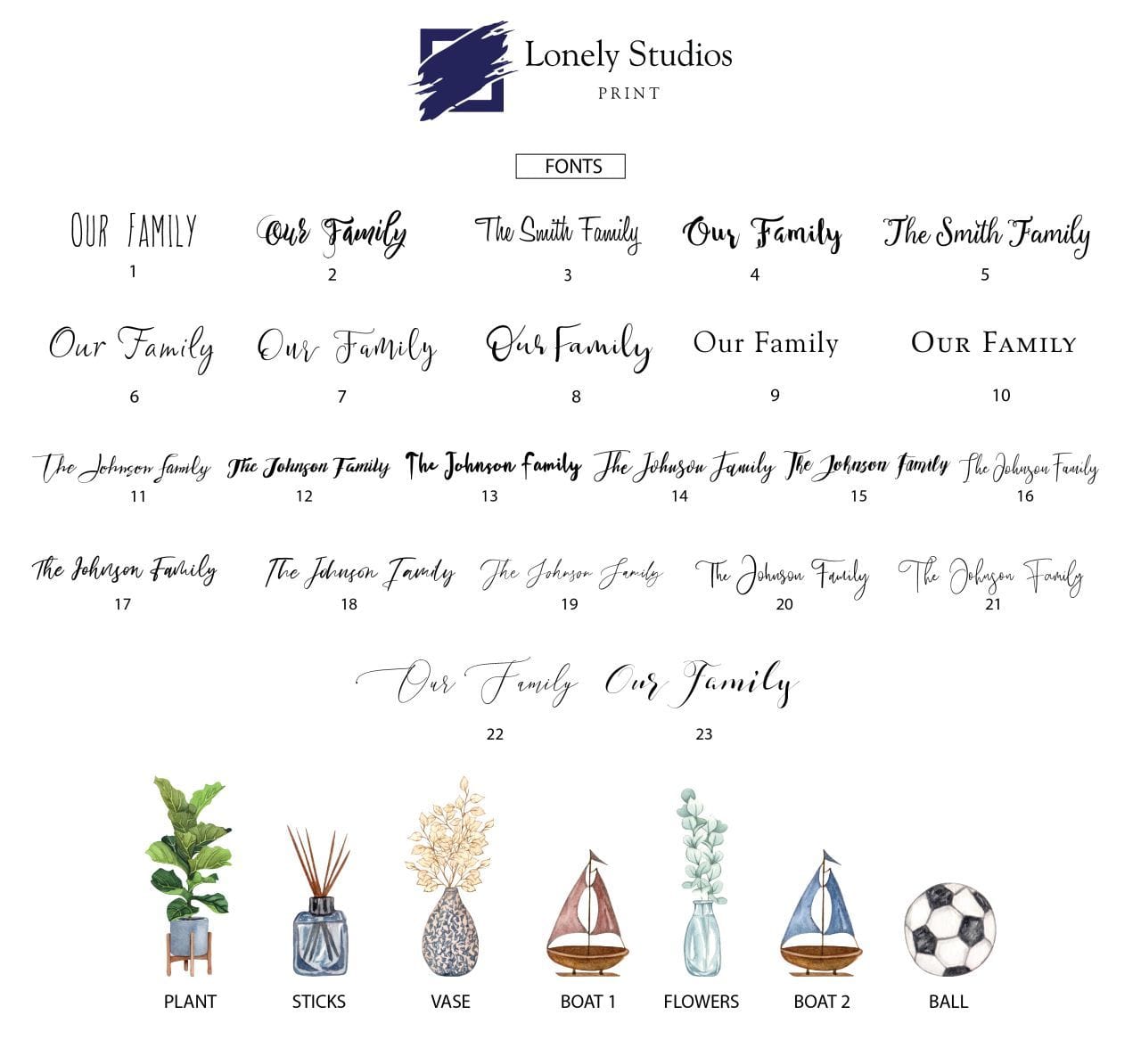 Personalised Family Print, Family football shirt Print - Lonely Studios Print