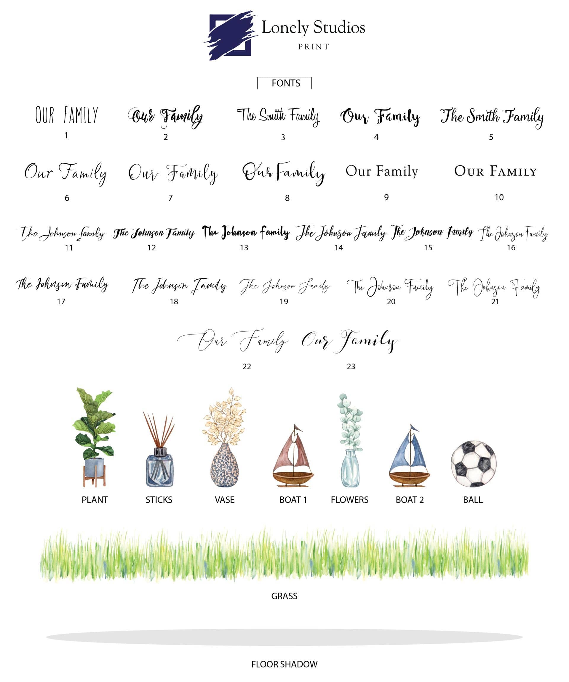 Personalised Family Print, Gift for family, Custom family print - Lonely Studios Print