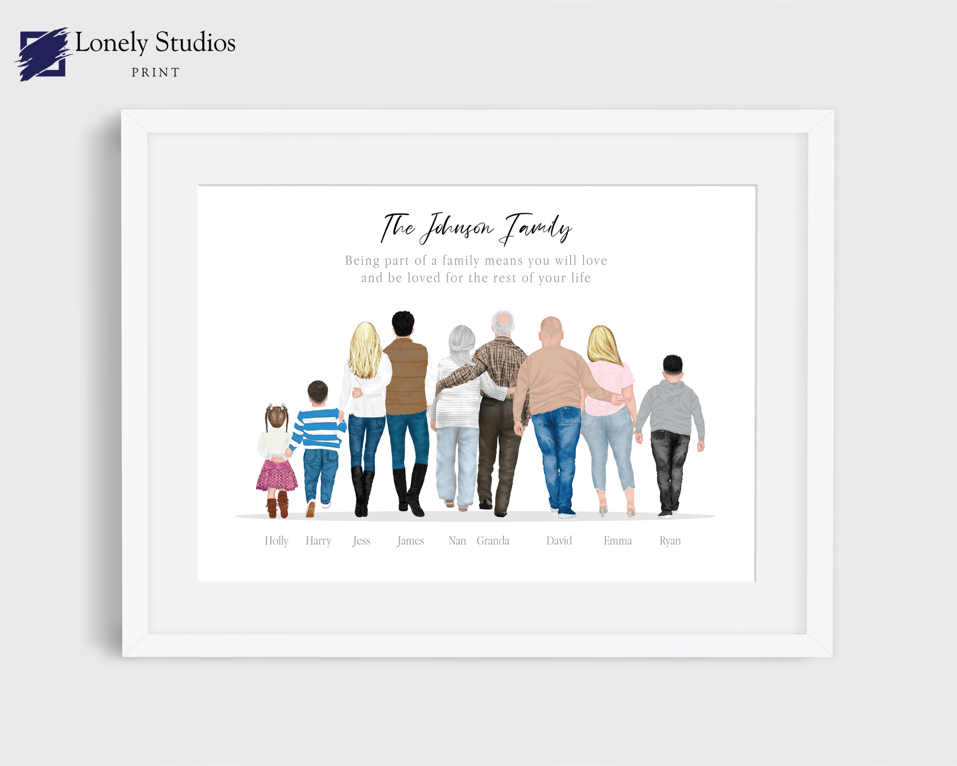 Personalised Family Print, Gift for family, home decor, wall art - Lonely Studios Print