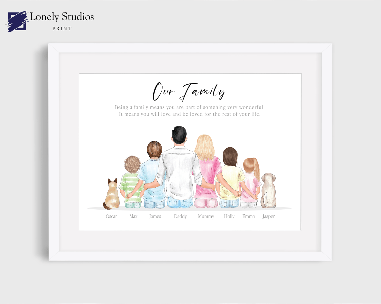 Personalised Family Print, Family gift, family custom print - Lonely Studios Print