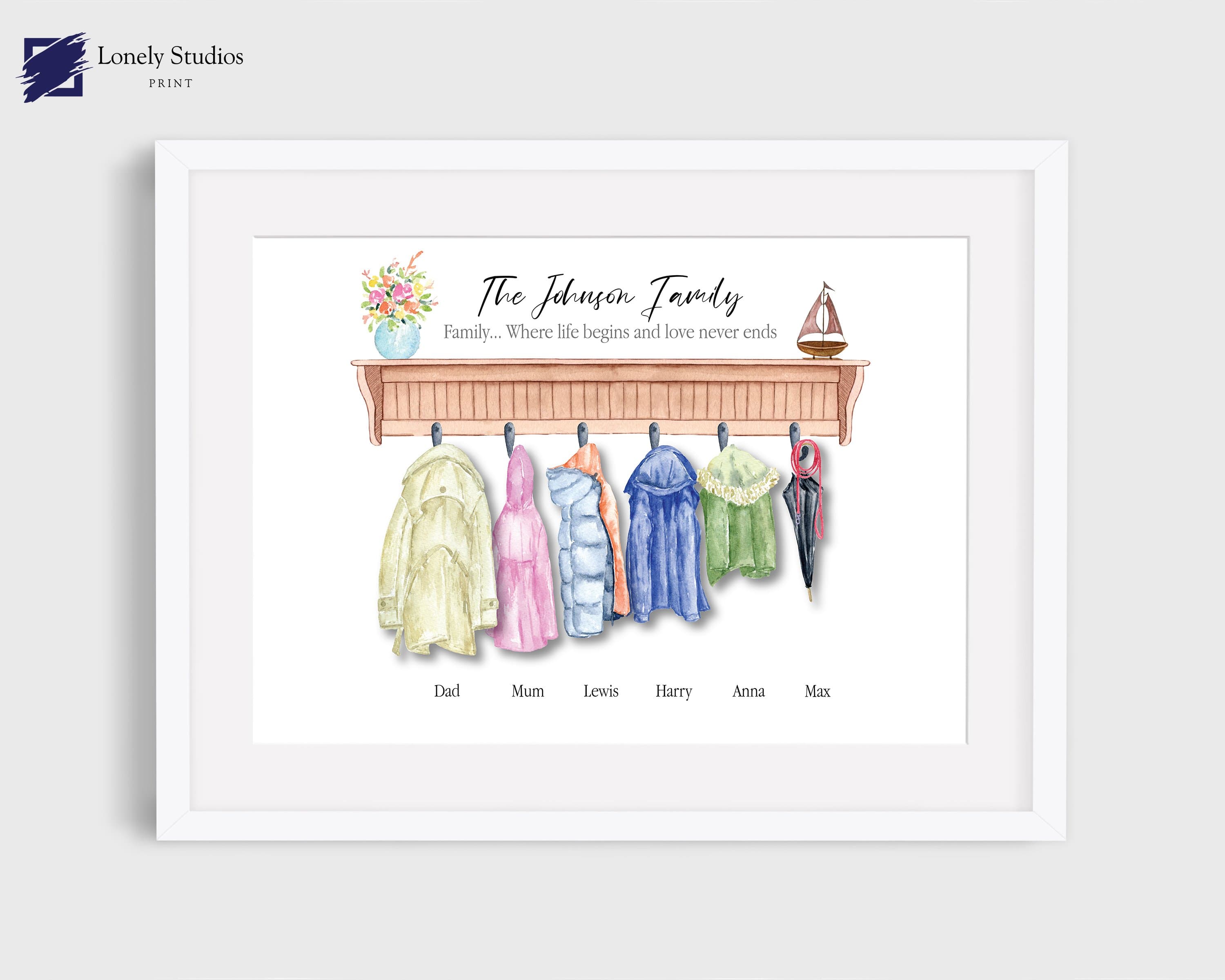 Personalised Family print, housewarming gift, family gift, - Lonely Studios Print