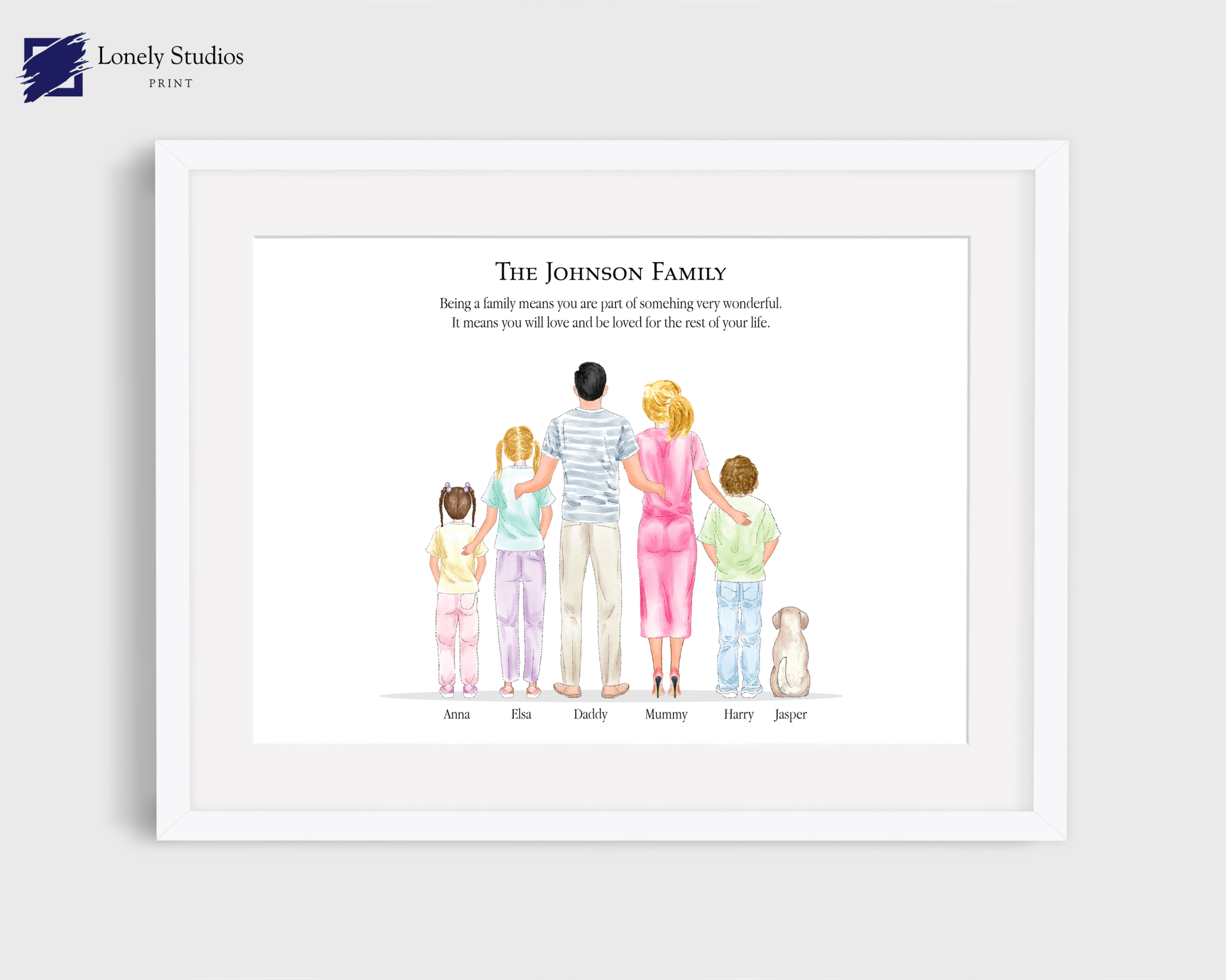 Personalised Family Print, Family gift, family custom print - Lonely Studios Print