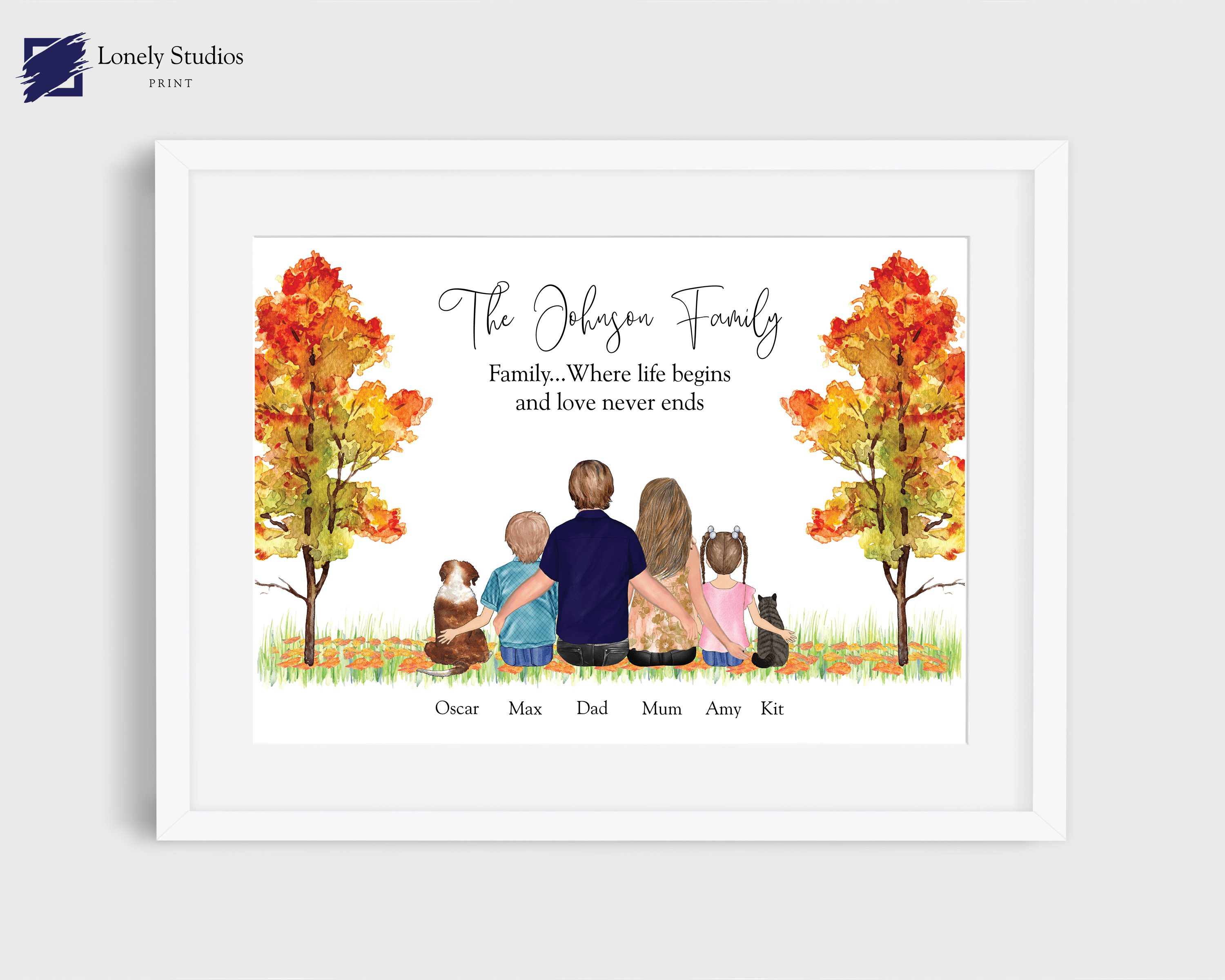 Personalised Family Print, FAMILY GIFT, family custom print - Lonely Studios Print