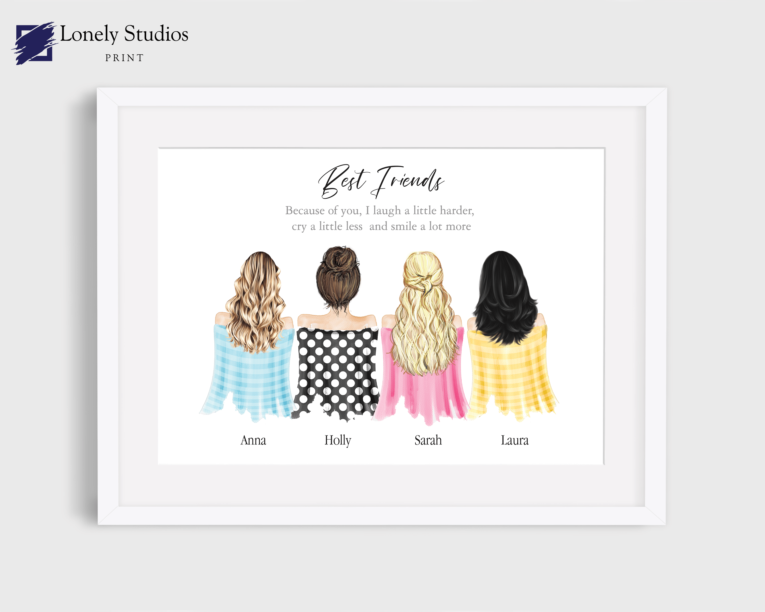 Best friend print, bestie print, Best friend, friend, Friendship print - Lonely Studios Print