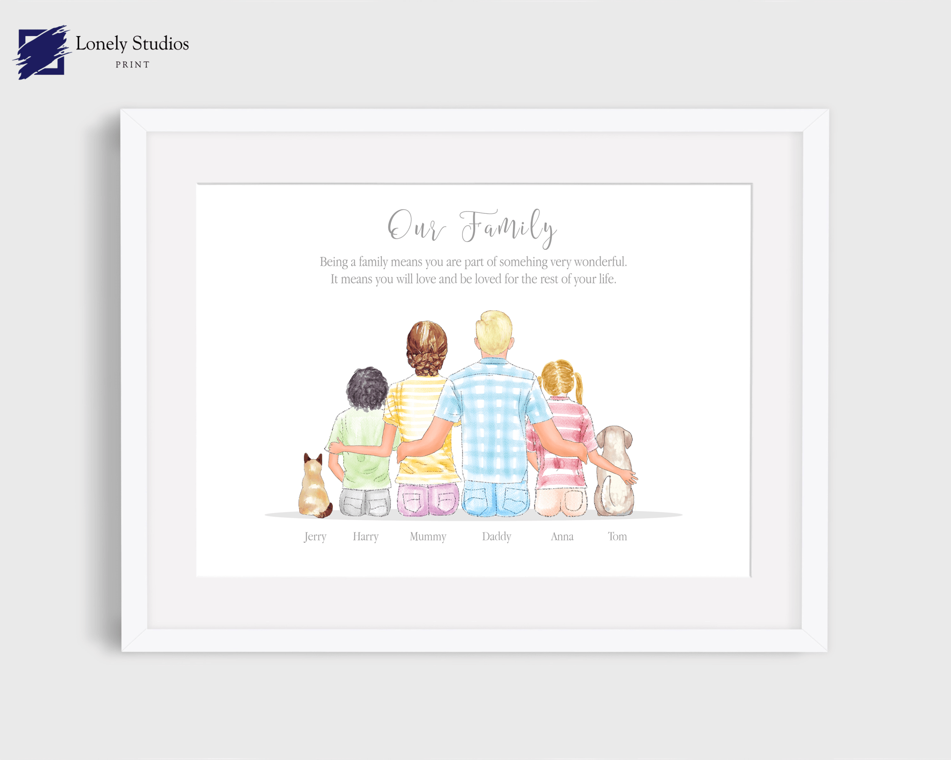 Personalised Family Print, Family gift, family custom print - Lonely Studios Print