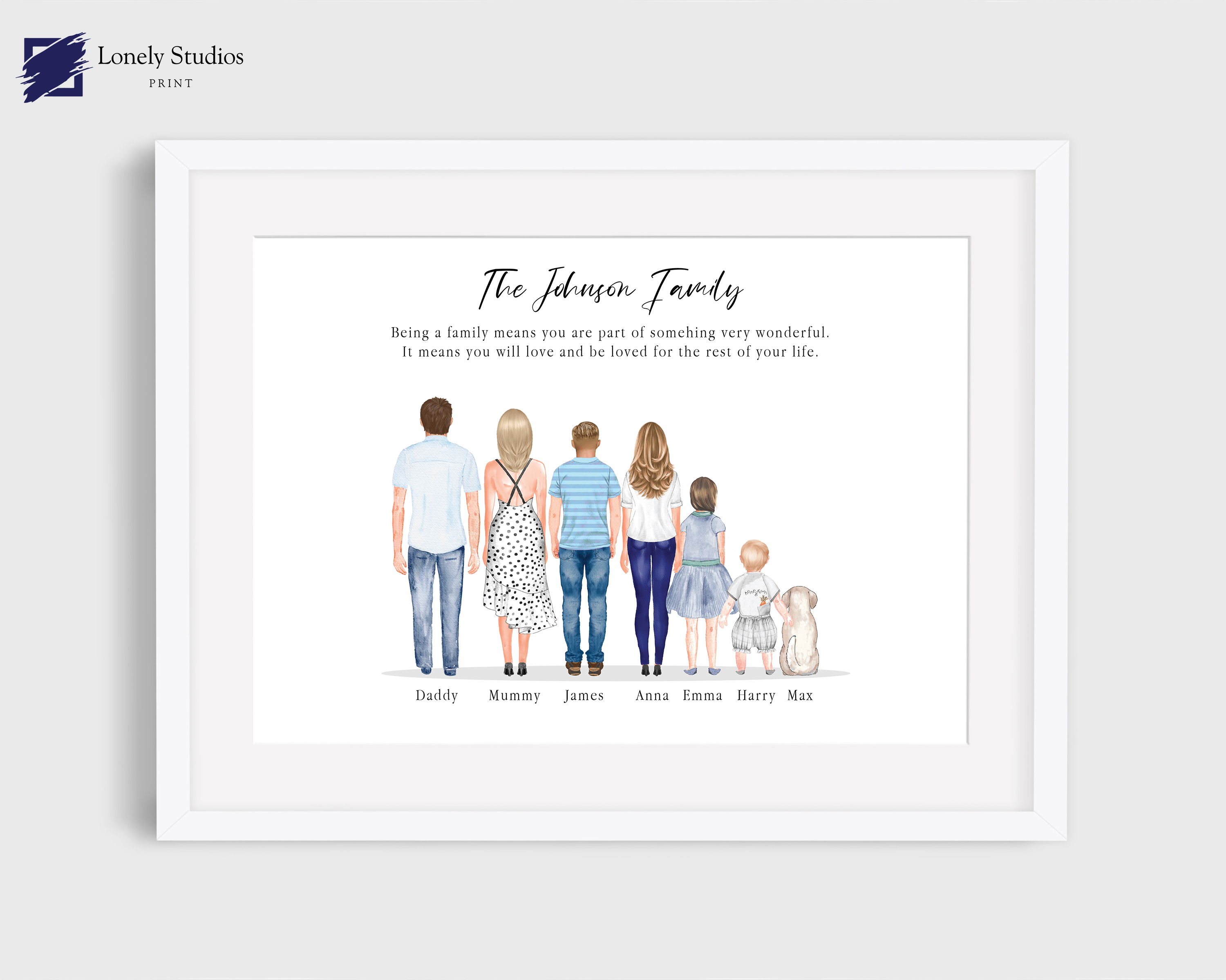 Personalised Family Print, Gift for family, family custom print - Lonely Studios Print