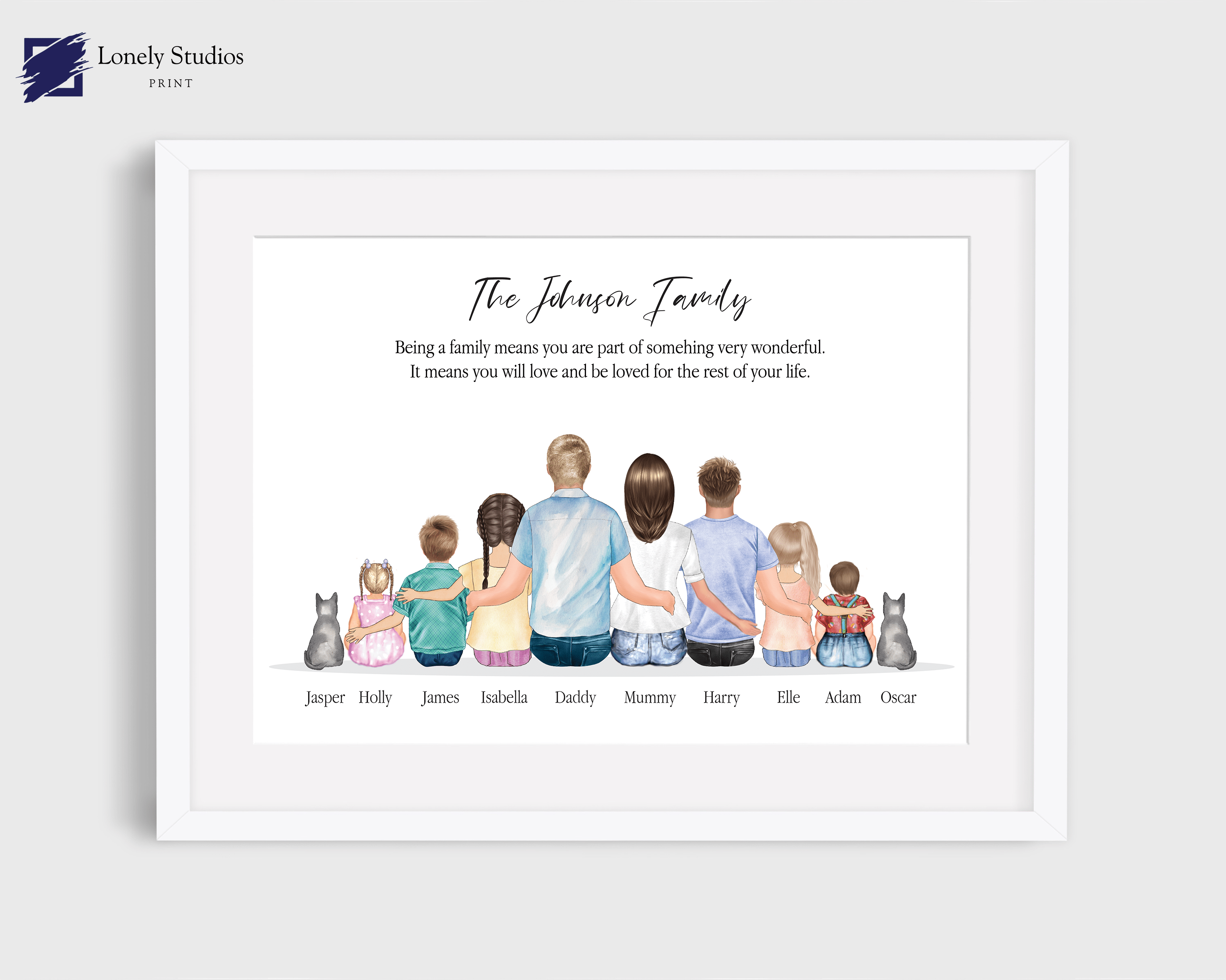 Personalised Family Print, family gift, family custom print - Lonely Studios Print