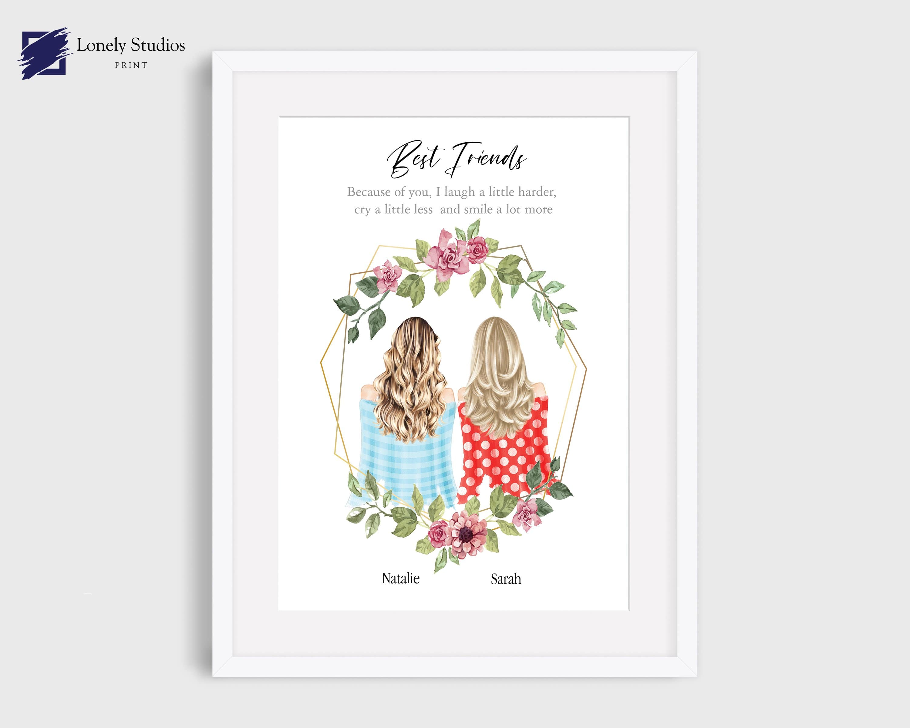 Best friend print, bestie print, Best friend, friend, Friendship print - Lonely Studios Print