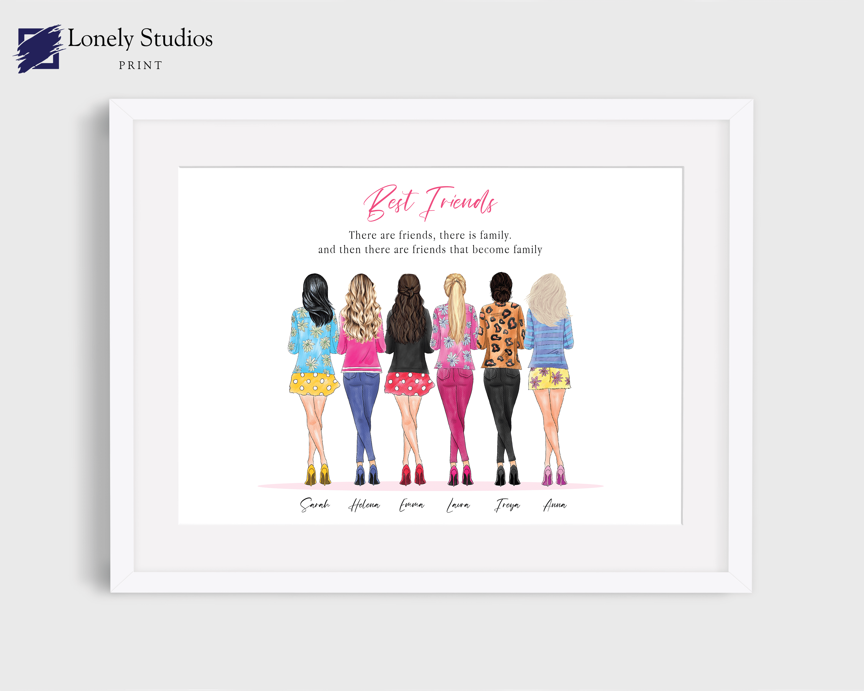 Best friend print, bestie print, Best friend, friend, Friendship print - Lonely Studios Print