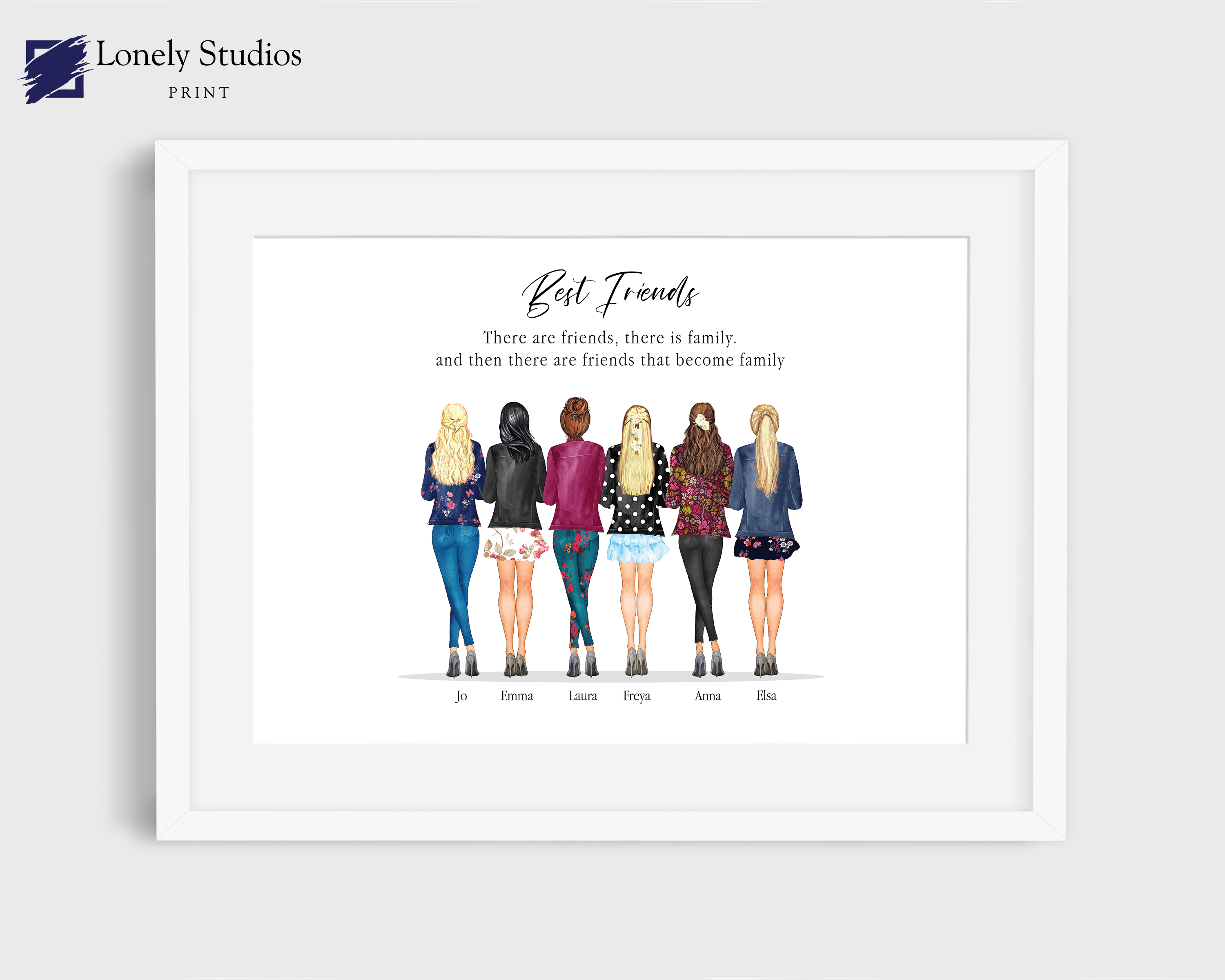 Best friend print, bestie print, Best friend, friend, Friendship print - Lonely Studios Print