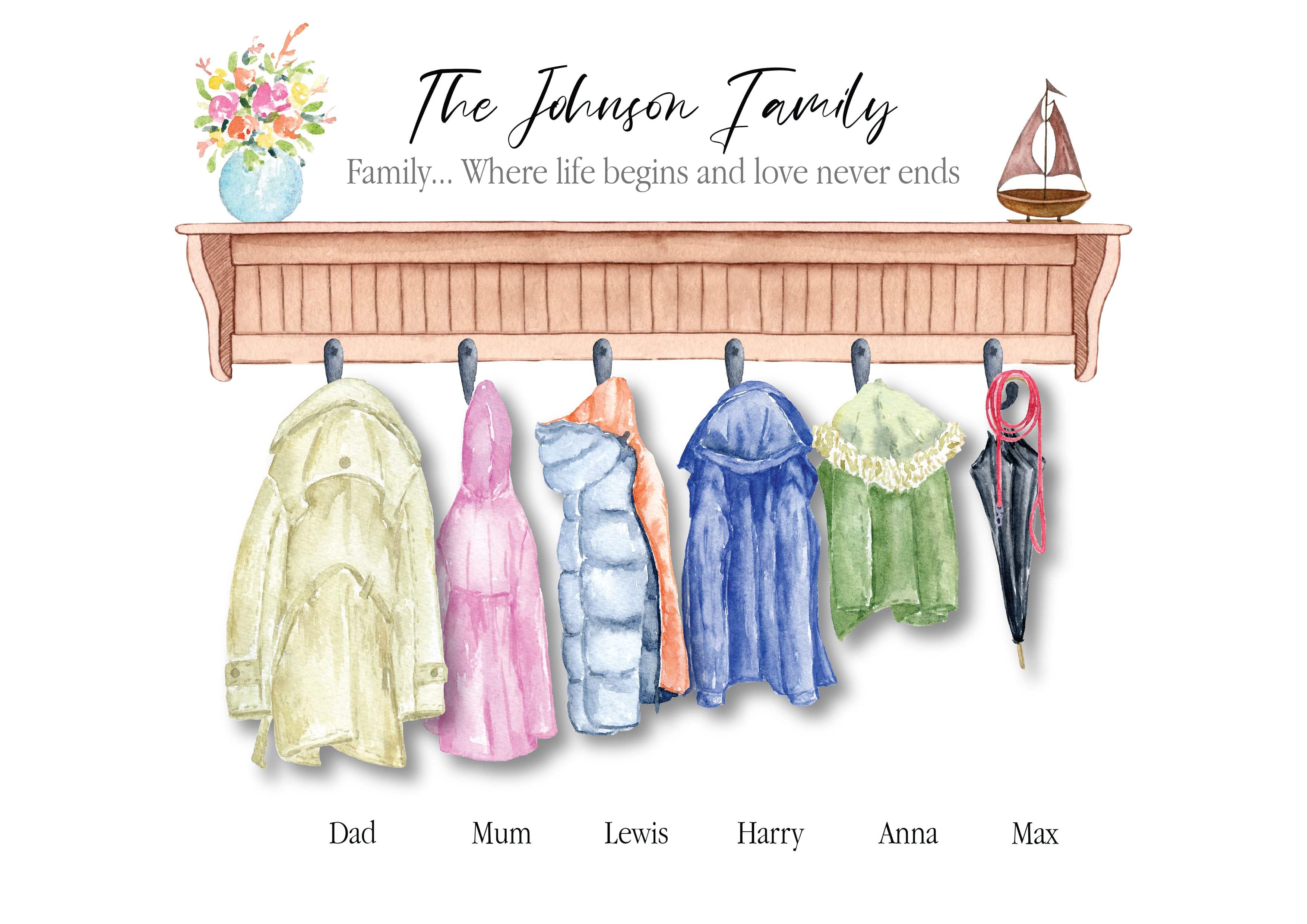 Personalised Family print, housewarming gift, family gift, - Lonely Studios Print