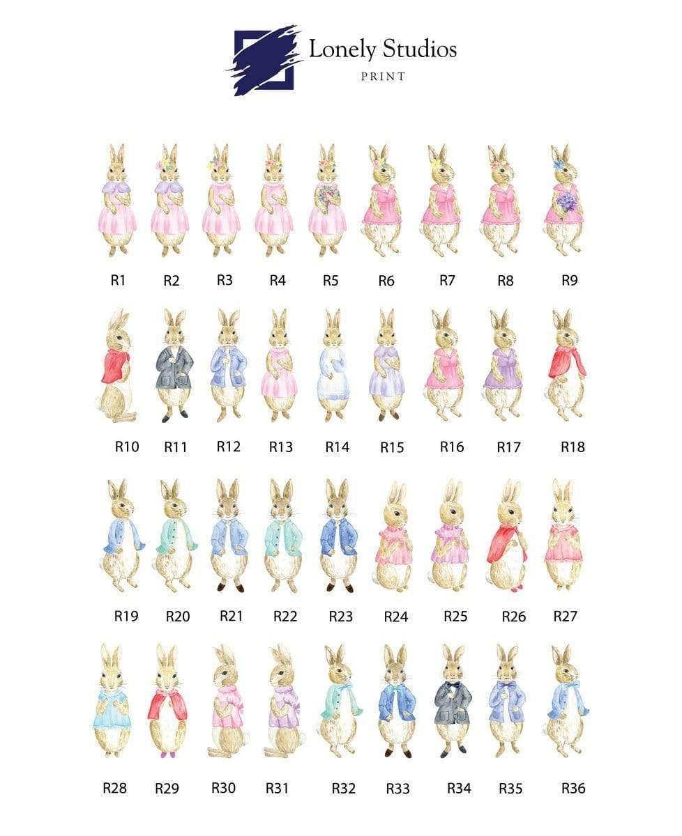 Personalised Family Print, Gift for family, family peter rabbit print - Lonely Studios Print