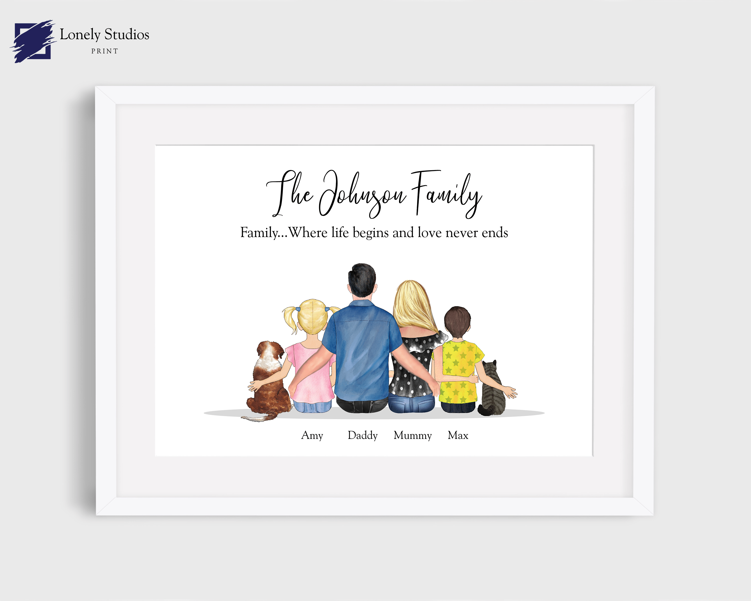 Personalised Family Print, FAMILY GIFT, family custom print - Lonely Studios Print