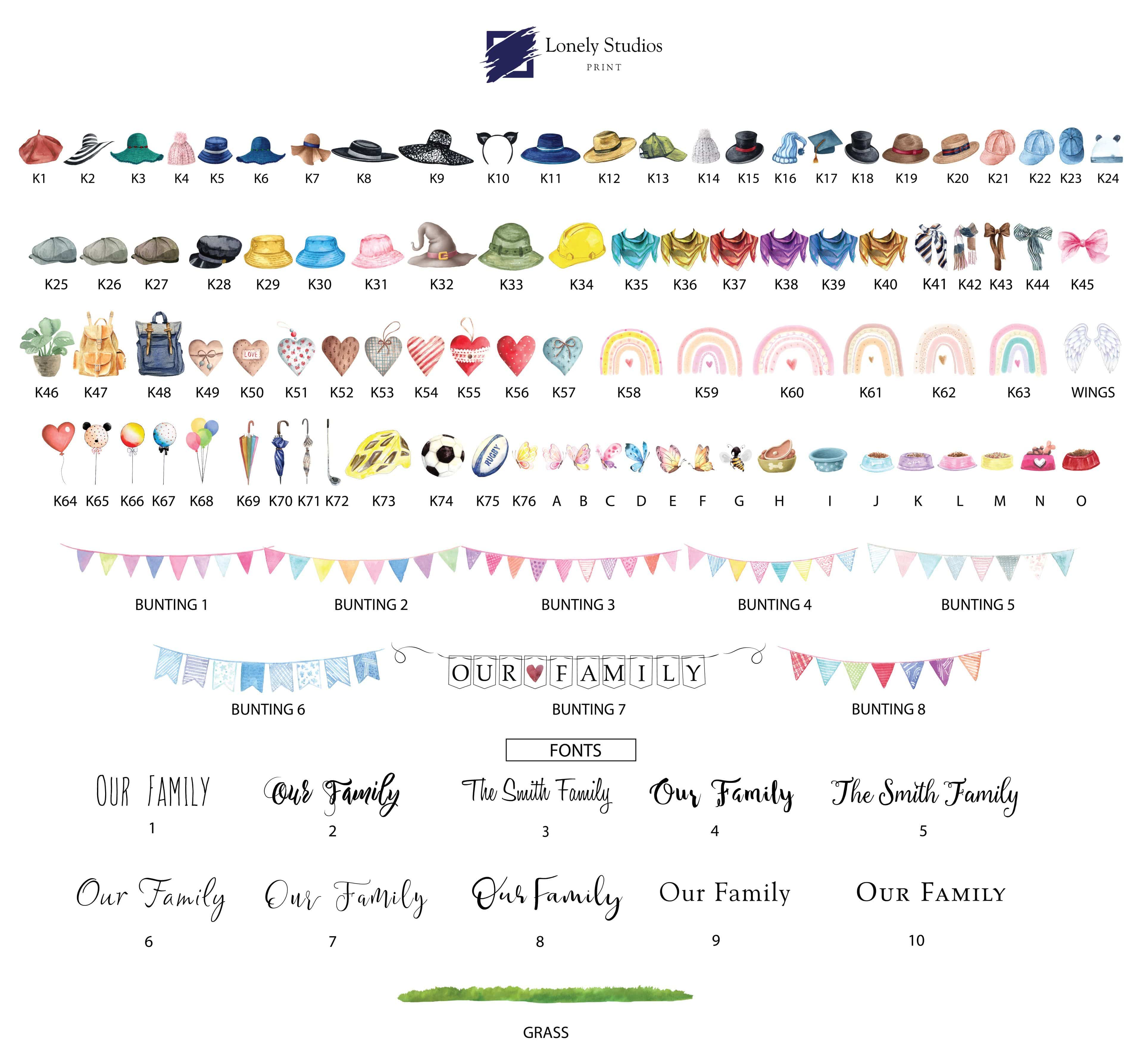 Personalised Family Print, Family tree print, Family Gift - Lonely Studios Print