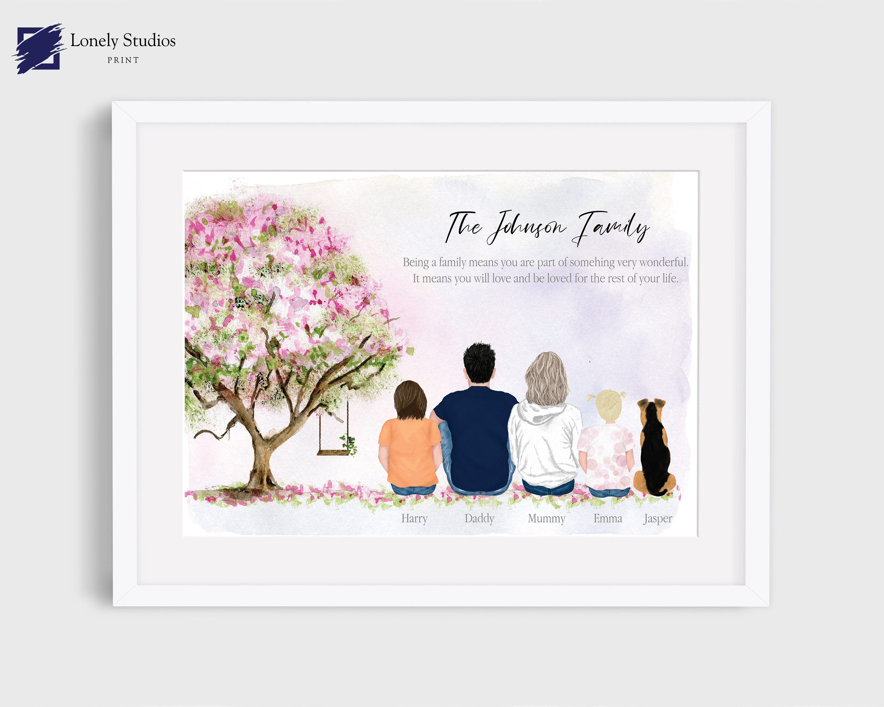 Personalised Family Print, Gift for family, family picture - Lonely Studios Print