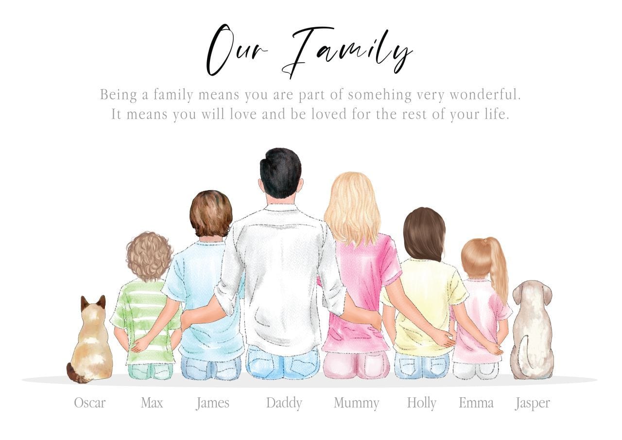 Personalised Family Print, Family gift, family custom print - Lonely Studios Print