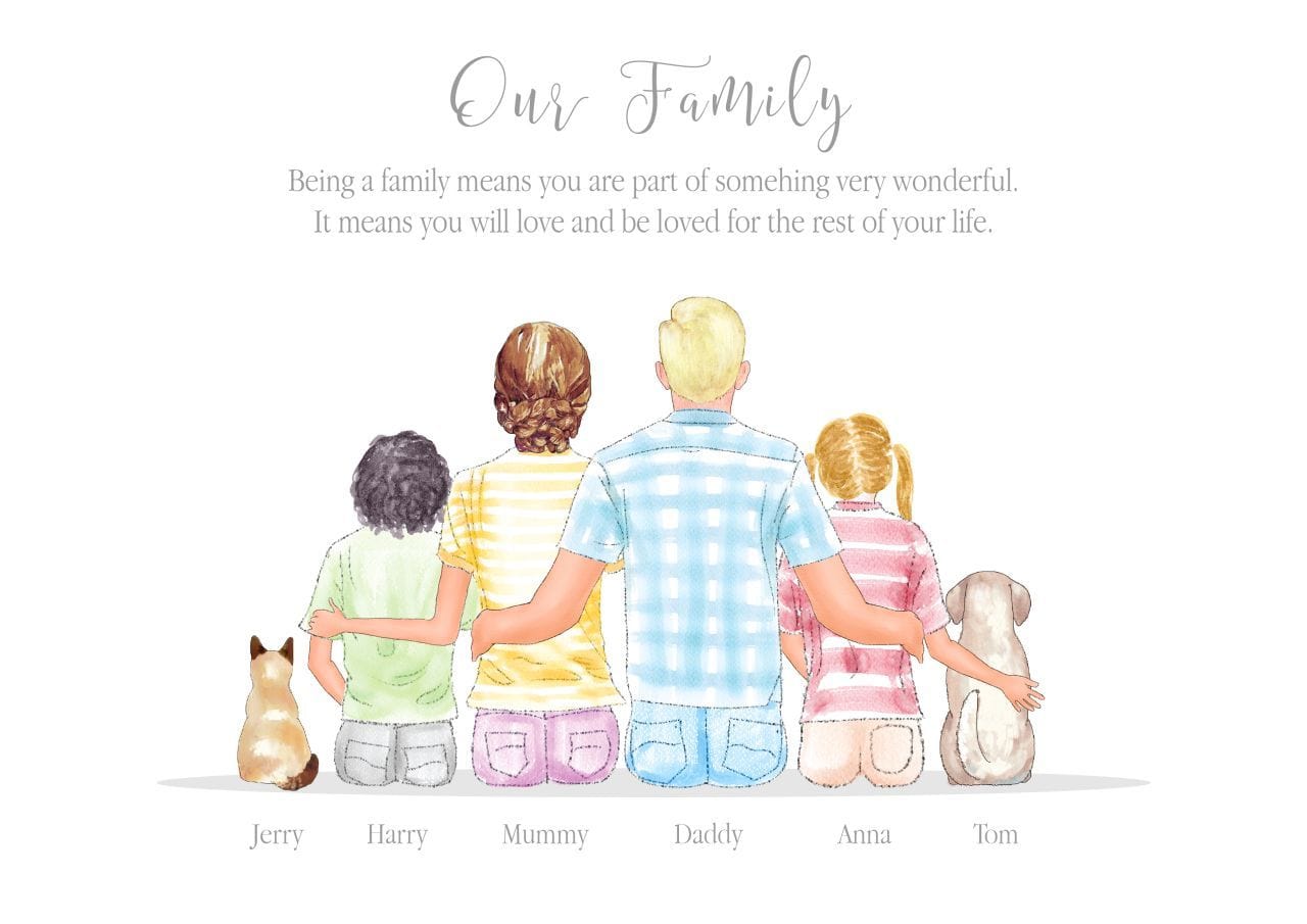 Personalised Family Print, Family gift, family custom print - Lonely Studios Print