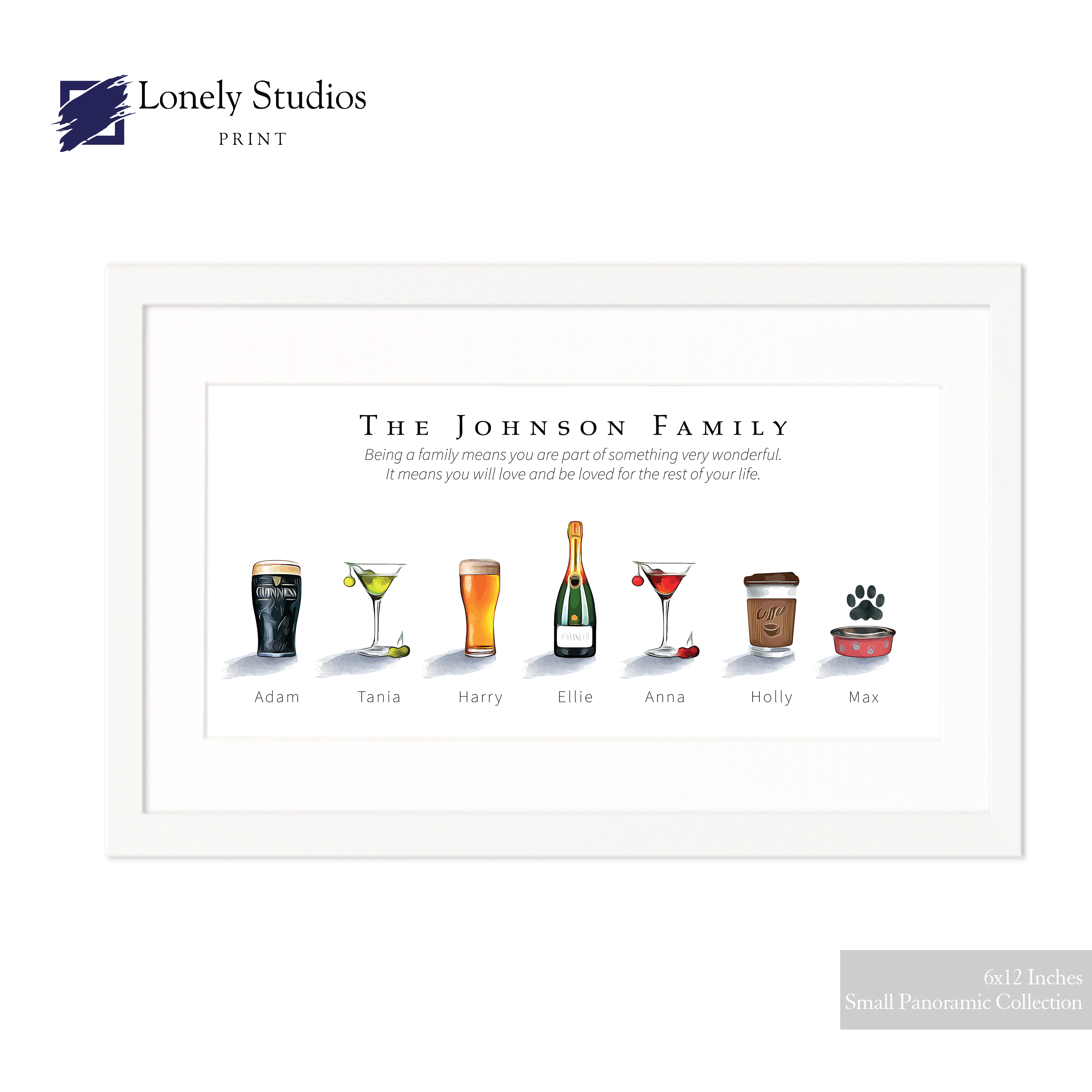 Personalised family print, Family drinks Print