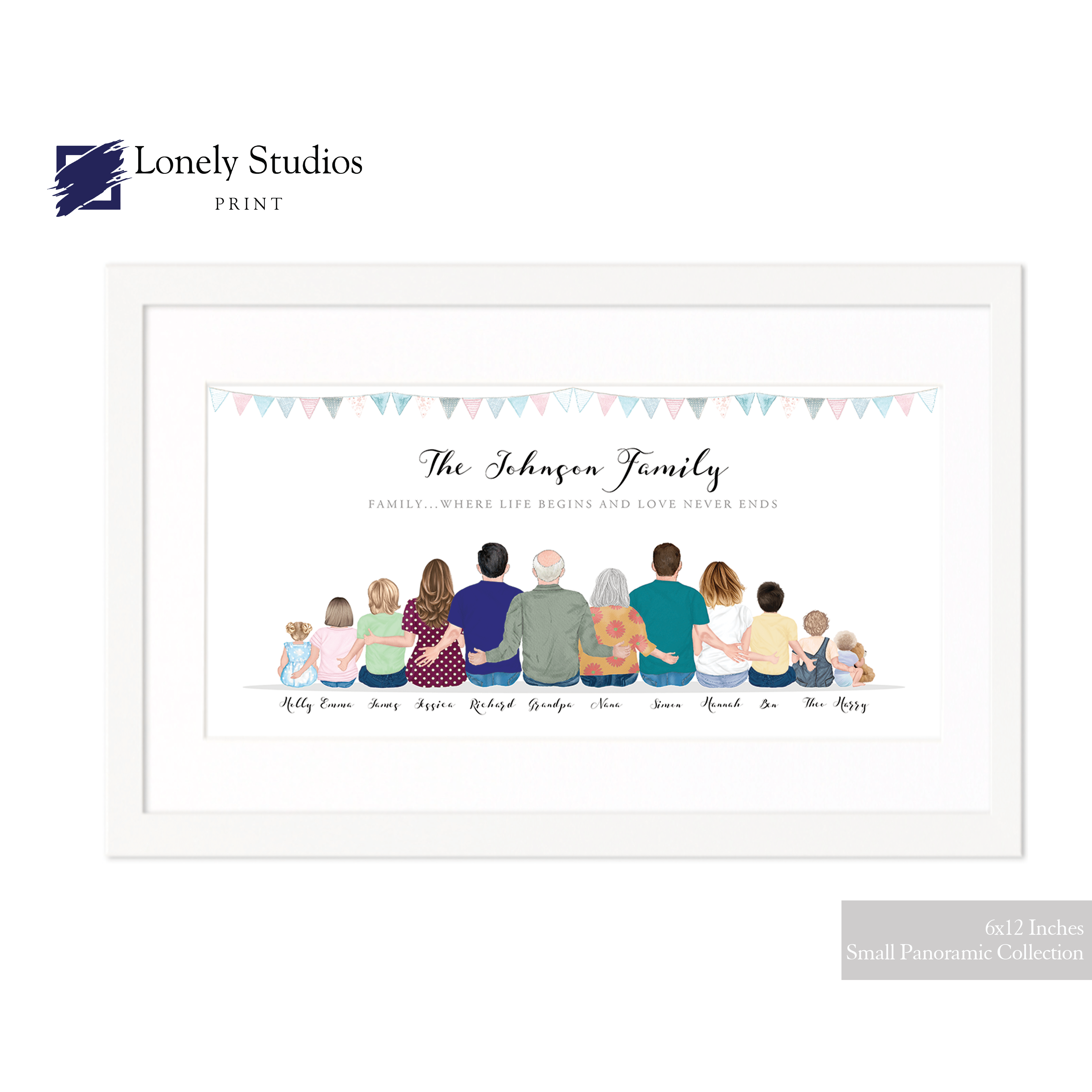 Personalised Family Print, Gift for family, family custom print - Lonely Studios Print