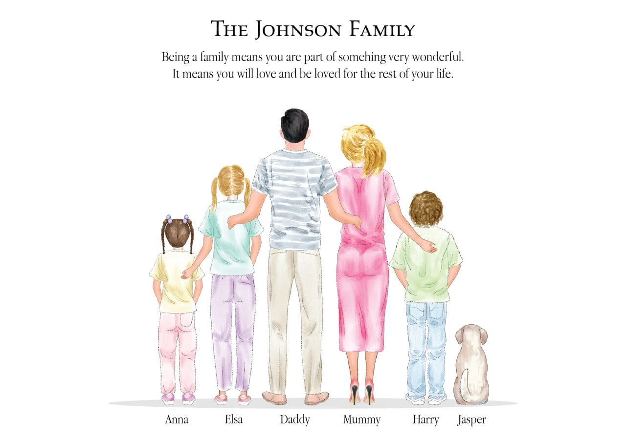 Personalised Family Print, Family gift, family custom print - Lonely Studios Print