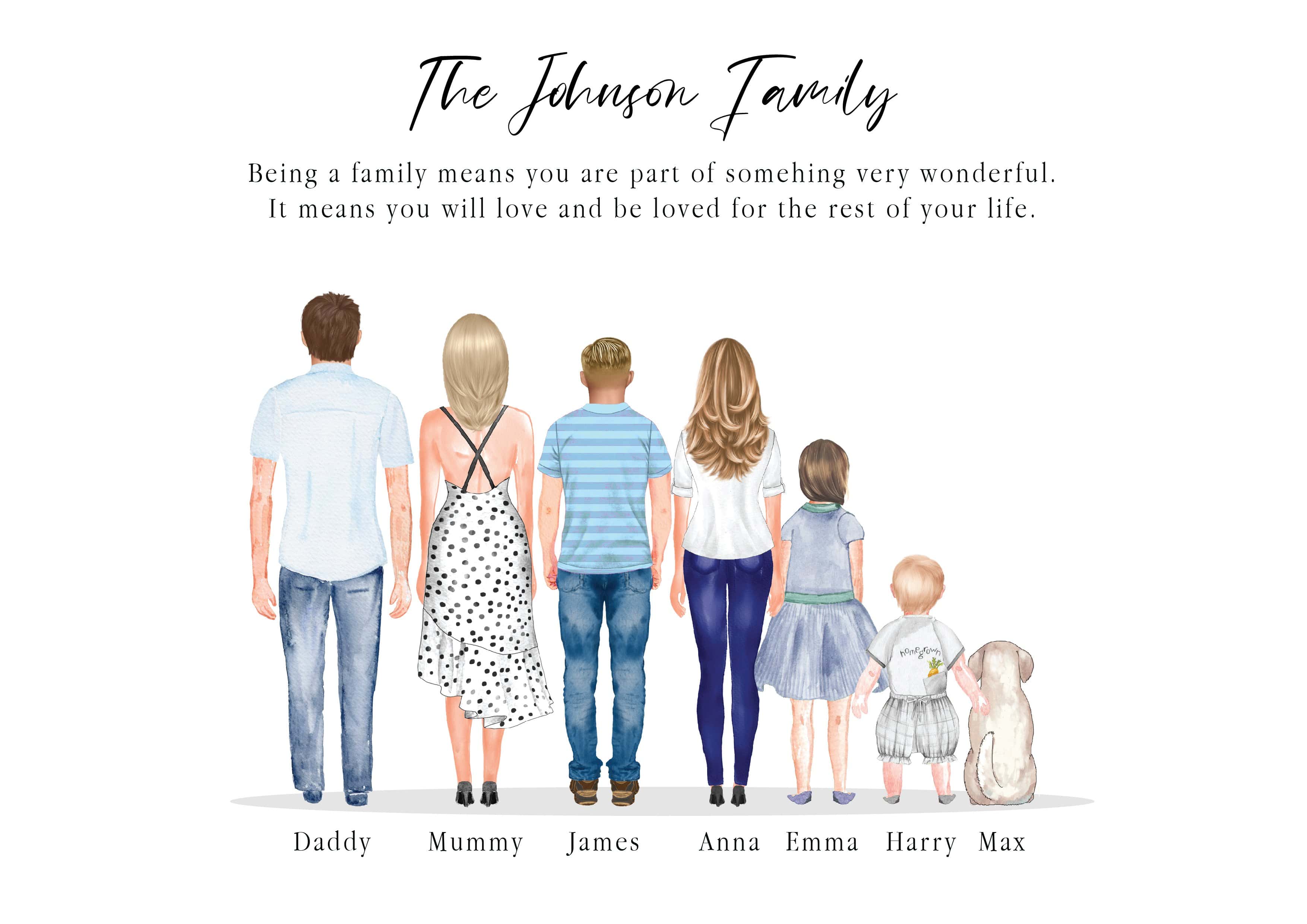 Personalised Family Print, Gift for family, family custom print - Lonely Studios Print